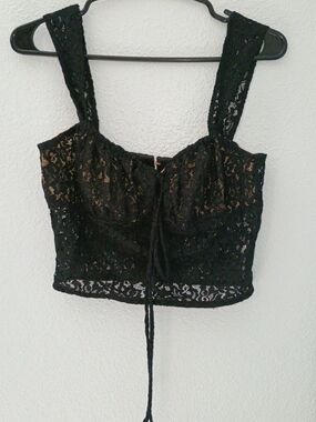 Black Lace Crop Top - Womens Cropped Tank
